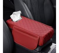 Cojín Reposabrazos Coche para KIA Opirus Cadenza Shuma Borrego 2004-2025, Universal Cuero Consola Central Apoyabrazos Protectora Multifuncional Accesorios con Portapañuelos, D/Red