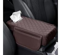 Cojín Reposabrazos Coche para Suzuki Vitara 2016-2025, Universal Funda Cuero Consola Central Apoyabrazos Interior Accesorios con Caja Pañuelos Almacenamiento, F/Brown