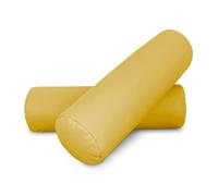 HAPPERS 2 Cojines cilíndricos de 50x15 en Polipiel Mostaza. Rollo Cervical para aliviar Dolor postural o Dormir