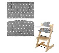 Cojín silla alta, suave y cómodo para asiento de bebé con bonitos gráficos, para Tripp Trapp, cojín de bebé hace que sentarse al bebé sea cómodo (patrón de estrella gris)