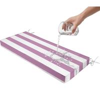 Cojín Silla Exterior A Rayas Rectangular 105x40 135x45 120x50 160×50,Impermeable,5 Cm Grosor,Funda Extraíble,para Comedor Patio Jardín Banco De Madera(Purple White,39x18x2in)