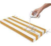 Cojín Silla Exterior A Rayas Rectangular 105x40 135x45 120x50 160×50,Impermeable,5 Cm Grosor,Funda Extraíble,para Comedor Patio Jardín Banco De Madera(Yellow White,39x18x2in)