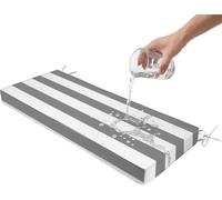 Cojín Silla Exterior A Rayas Rectangular 105x40 135x45 120x50 160×50,Impermeable,5 Cm Grosor,Funda Extraíble,para Comedor Patio Jardín Banco De Madera(Gray White,45x18x2in)