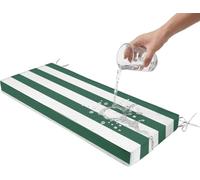 Cojín Silla Exterior A Rayas Rectangular 105x40 135x45 120x50 160×50,Impermeable,5 Cm Grosor,Funda Extraíble,para Comedor Patio Jardín Banco De Madera(Green White 01,42x14x2in)