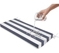 Cojín Silla Exterior A Rayas Rectangular 105x40 135x45 120x50 160×50,Impermeable,5 Cm Grosor,Funda Extraíble,para Comedor Patio Jardín Banco De Madera(Blue White 02,45x16x2in)