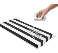 Cojín Silla Exterior A Rayas Rectangular 105x40 135x45 120x50 160×50,Impermeable,5 Cm Grosor,Funda Extraíble,para Comedor Patio Jardín Banco De Madera(Black White,42x14x2in)