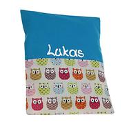 Cojín térmico infantil con nombre de búho, color azul, para cojín de colza, con nombre