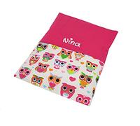 Cojín térmico infantil con nombre de búho, color rosa, para cojín de colza, con nombre