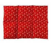 Cojín térmico para la espalda (calor y frio) - Saco térmico de semillas (40x30cm rojo con corazones con 6 compartimientos, huesos de cerezas)