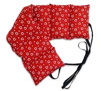 Cojín térmico para la espalda con siete compartimientos y cintas - 65x15 cm rojo con corazones - Faja térmica caliente y frío con semillas - Para microondas y horno - Pepitas de uva