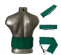 Cojín térmico para la espalda con siete compartimientos y cintas - 65x15 cm verde - Faja térmica caliente y frío con semillas - Para microondas y horno - Pepitas de uva