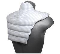 Cojín térmico para las vértebras cervicales - Cuello+hombros+espalda. Algodón biológico a cuadros azul claro y blanco. Semillas de lino. Cojín de nuca. Almohada térmica caliente y fria con semillas
