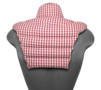 Cojín térmico para las vértebras cervicales - Cuello + hombros + espalda. Algodón biológico a cuadros rojo y blanco. Almohada térmica con huesos de cerezas. Cojín de nuca. Saco térmico de semillas