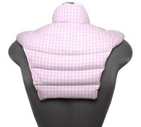 Cojín térmico para las vértebras cervicales - Cuello+hombros+espalda. Algodón biológico a cuadros rosa y blanco. Semillas de lino. Cojín de nuca. Almohada térmica caliente y fria con semillas