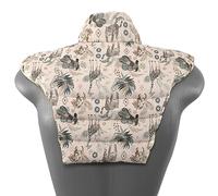 Cojín térmico para las vértebras cervicales - Cuello + hombros + espalda. Algodón biológico animales salvajes. Almohada térmica con huesos de cerezas. Cojín de nuca. Saco térmico de semillas