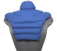 Cojín térmico para las vértebras cervicales - Cuello + hombros + espalda. Algodón biológico azul genciana. Almohada térmica con huesos de cerezas. Cojín de nuca. Saco térmico de semillas