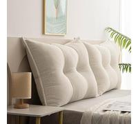 Cojín triangular grande para cabecero de cama o sofá cama, funda extraíble XL Comfort (90 x 55 x 15 cm, color crema)