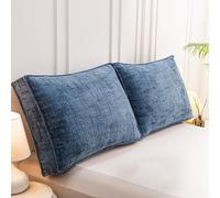 Cojín triangular para cabecero de cama, tamaño individual XL, funda extraíble, ideal para leer y sentarse en el sofá o sofá cama (60 x 50 x 18 cm, azul)