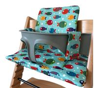 Cojin Trona Bebé Compatible con la Trona Stokke Tripp Trapp Acolchado Impermeable Lavable Funda Antideslizante HANELLE (Peces)