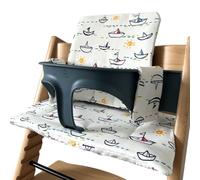 Cojin Trona Bebé Compatible con la Trona Stokke Tripp Trapp Acolchado Impermeable Lavable Funda Antideslizante HANELLE (Barcos)