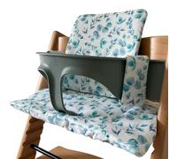 Cojin Trona Bebé Compatible con la Trona Stokke Tripp Trapp Acolchado Impermeable Lavable Funda Antideslizante HANELLE (Hojas)