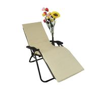 Cojín Tumbona 180x50x3cm Reclinable Colores lisos. Colchoneta Tumbona Exterior con Relleno de Espuma. Con tira de sujeción. Se puede doblar fácilmente para una mejor transportación. (Beige)