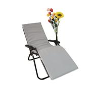 Cojín Tumbona 180x50x3cm Reclinable Colores lisos. Colchoneta Tumbona Exterior con Relleno de Espuma. Con tira de sujeción. Se puede doblar fácilmente para una mejor transportación. (Gris 2)
