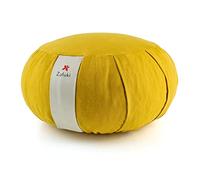 Cojín Zafu Meditación Yoga Zen Maindfulness - AMARILLO - Desenfundable sistema cordón - cubierta algodón 100% - relleno cáscara espelta