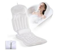 Cojines Bañera de Cuerpo Completo para, Bañera con tapete de Burbujas con Reposacabezas y Soporte Lumbar, Cojines de bañera para sofá de baño con ventosas y Ganchos para Colgar (Blanco)