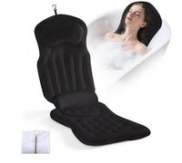 Cojines Bañera de Cuerpo Completo para, Bañera con tapete de Burbujas con Reposacabezas y Soporte Lumbar, Cojines de bañera para sofá de baño con ventosas y Ganchos para Colgar (Negro)