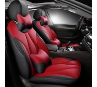 Cojines Coche Asientos Funda Cuero Personalizada Asiento Coche 7 Asientos Para VW Para Sharan Para Multivan Para Caravelle Para Atlas Para Teramonte Para Touran Fundas Asientos Coche(BLACK RED LUX)