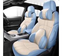 Cojines Coche Asientos Fundas Cuero Asientos Coche 5 Para Ford Para Fusion 2007-2017 Accesorios Fundas Asientos Coche(White Blue,Luxury)