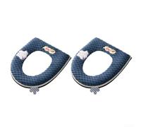 Cojines de asiento de inodoro impermeables de dibujos animados, 2 fundas suaves con asa integrada para una fácil limpieza (azul)