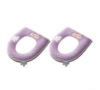 Cojines de asiento de inodoro impermeables de dibujos animados, 2 piezas, fundas suaves con asa integrada para una fácil limpieza (morado)