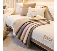 Cojines de Funda sofá Felpa Chenilla, Protector Antideslizante for 1/2/3/4 plazas, esquinero en Forma L/U y Cuero(Rosa,110x280cm)