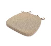 Cojines de lino para silla con lazos, paquete de 6 cojines de asiento lavables de 42 x 40 cm, para uso en interiores y exteriores, color beige oscuro, almohadillas para sillas de jardín