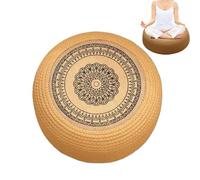 Cojines de meditación, cojín de suelo, cojín de suelo | Cojín de paja tejido | Tapete de asiento transpirable tejido a mano Tatami para yoga, meditación, , hogar, funda lavable y cómoda