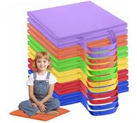 Cojines de piso para el aula, asientos flexibles impermeables de 12 piezas de 12 pulgadas con manija, asiento de piso rectangular de 6 colores, cojines para niños, guardería, preescolar, asientos fle