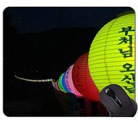 Cojines de ratón modificados para requisitos particulares, cojín de ratón del zen de Buda de la estatua de la linterna con el borde cosido