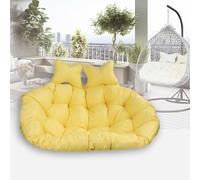 Cojines de repuesto impermeables de 2 plazas para colgar silla de huevo, cojín de asiento grueso para hamaca doble columpio, con cremallera, lavable y desmontable, color amarillo
