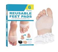 Cojines de silicona para pies, almohadillas reutilizables para pies - Cojines para el antepié - 6 pares de almohadillas metatarsianas separadoras de dedos, almohadilla para el antepié, plantillas corr