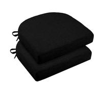Cojines de silla de 40 x 40 cm, antideslizantes, para sillas de comedor, cojines decorativos para exteriores e interiores con lazos, color negro (2 piezas: 50 x 50 x 5 cm)