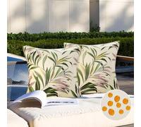Cojines Decorativos Modernas Funda de Cojines 45x45 cm Sofa Funda de Cojines Exterior Impermeable Hojas Verdes Funda Cojines de Lino para Salón Cama Silla Oficina Dormitorio Habitacion Lumbar