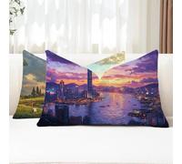 Cojines Exterior 25x50 Fundas Cojines Rectangulares Púrpura Funda Cojin Ciudad Impermeable Lino Funda Almohada para Otoño Terraza Banco Jardin Decorativos con Cremallera Invisible 2 Piezas G1-857