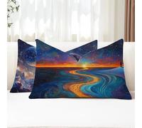 Cojines Exterior 40x70 Fundas Cojines Rectangulares Cielo estrellado Funda Cojin Vistoso Impermeable Lino Funda Almohada para Terraza Banco Jardin Decorativos con Cremallera Invisible 2 Piezas G1-942