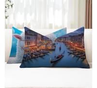 Cojines Exterior 40x70 Fundas Cojines Rectangulares Ciudad Funda Cojin Paisaje Impermeable Lino Funda Almohada para Otoño Terraza Banco Jardin Decorativos con Cremallera Invisible 2 Piezas G1-865