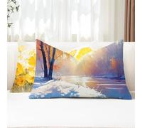 Cojines Exterior 40x70 Fundas Cojines Rectangulares Invierno Funda Cojin Paisaje Impermeable Lino Funda Almohada para Otoño Terraza Banco Jardin Decorativos con Cremallera Invisible 2 Piezas G1-851