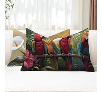 Cojines Exterior 40x70 Fundas Cojines Rectangulares Loro Funda Cojin Bosque Impermeable Lino Funda Almohada para Otoño Terraza Banco Jardin Cojin Decorativos con Cremallera Invisible 2 Piezas G1-916