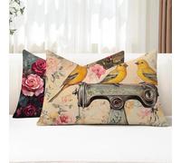 Cojines Exterior 50x80 Fundas Cojines Rectangulares Loro Funda Cojin Máquina coser Impermeable Lino Funda Almohada para Otoño Terraza Banco Jardin Decorativos con Cremallera Invisible 2 Piezas G1-952
