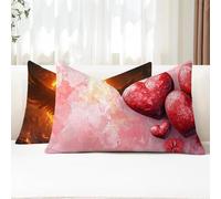 Cojines Exterior 50x80 Fundas Cojines Rectangulares Rojo Funda Cojin Corazón Impermeable Lino Funda Almohada para Otoño Terraza Banco Jardin Decorativos con Cremallera Invisible 2 Piezas G1-948